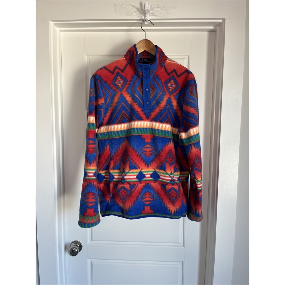Polo Ralph Lauren Men Colorful Aztec Southwestern Beacon Fleece Sweatshirt M - Picture 1 of 16